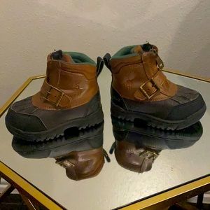 Brown polo Ralph Lauren boots for a toddler